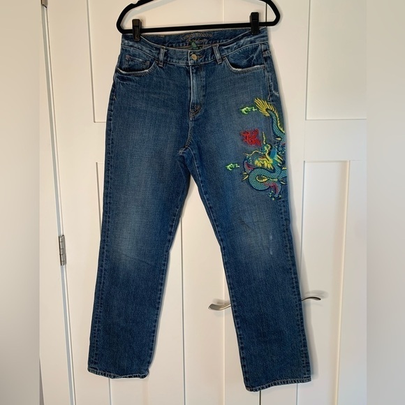 Vintage Denim - Vintage Ralph Lauren Dragon Embroidered Jeans Size 10